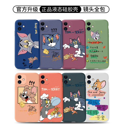 Cartoon Liquid state Silicone shell Tom and Jerry apply Apple X/ Huawei mate30 All inclusive iPhone12 Mobile phone shell