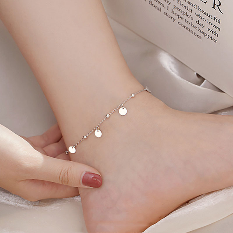 Fashion 925 Sterling Silver Geometric Disc Anklet Wholesale display picture 1