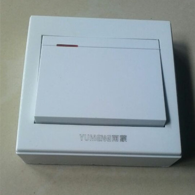 厂家批发 86型工程款墙壁开关面板 明装一单开双控荧光大跷板开关