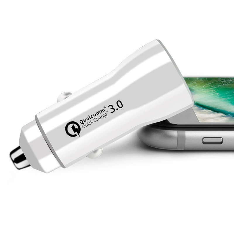 Двойное USB автомобильное зарядное устройство QC3.0 PD, компактная быстрая зарядка, 12–24 В, АБС-огнеупорный корпус, 63×26×20 мм