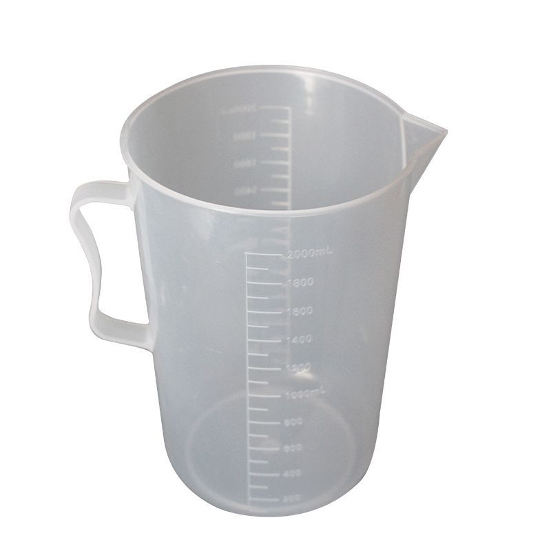 Taza de medición de 2000ml PP con la taza de medición del laboratorio de la manija taza de medición plástica de la escala de doble cara transparente 2000ml