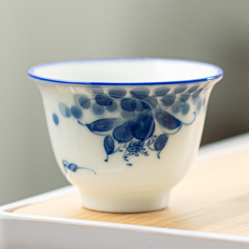 Taza de té pintada a mano cerámica hogar Kung Fu juego de té taza de té porcelana blanca hecha a mano taza de té japonesa taza pequeña taza de té Dehua