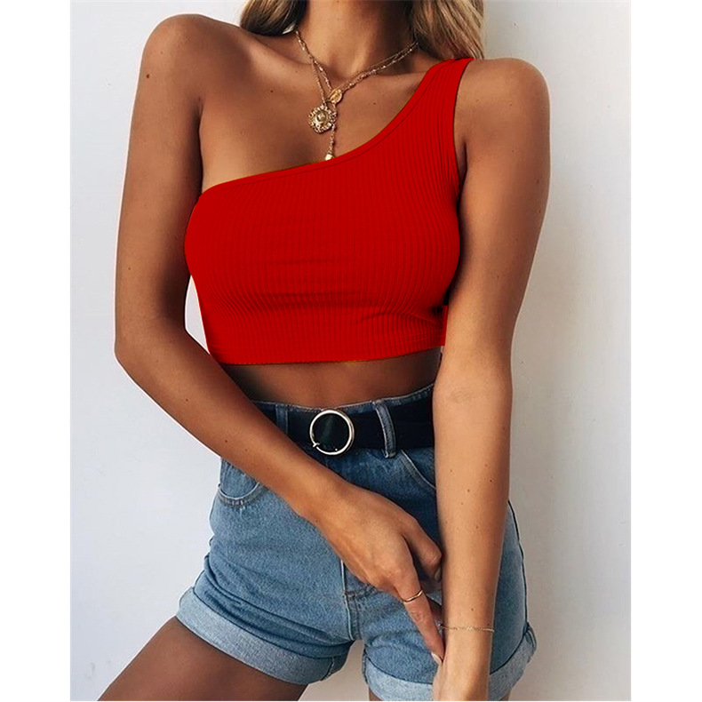 Women's Blouse Tank Tops Asymmetrical Fashion Solid Color display picture 2