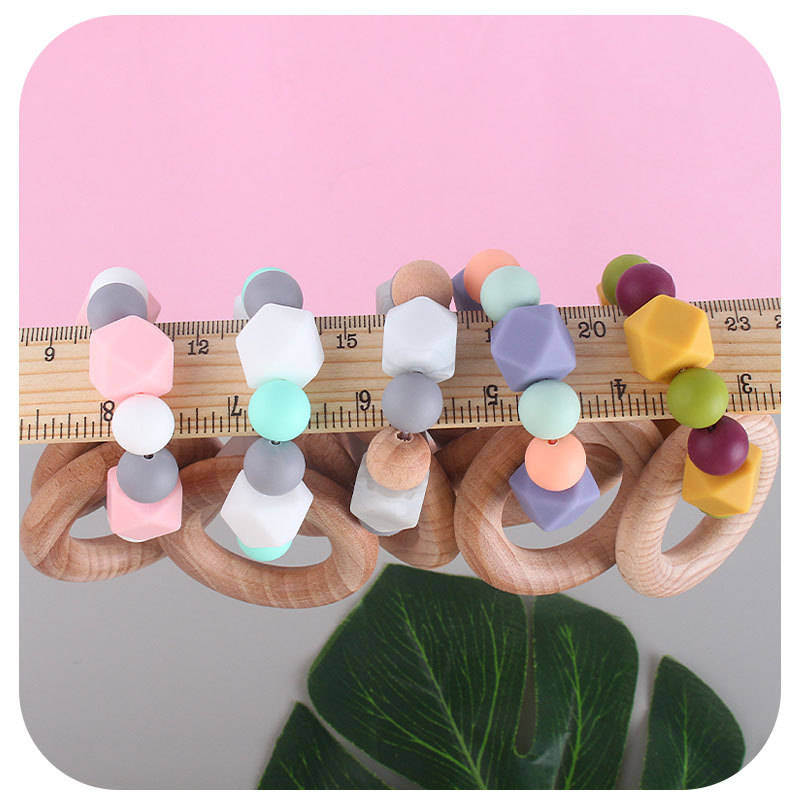 Bebé creativo Beech anillo juguete nuevo octogonal silicona teether pulsera infantil formación teether palo