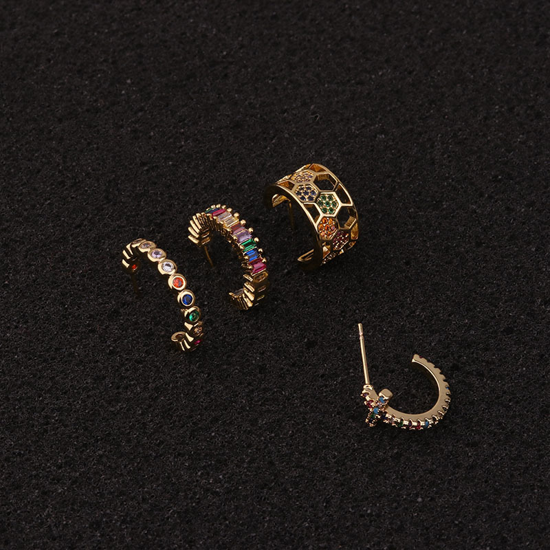 4g Weight Earrings Classification Housewarming, Anniversary, Business, Wedding, Travel, Birthday, Festival Occasion Copper Material Star Pattern Women'S Gender Inlaid Zircon Design Ethnic Style Style Personality Five-pointed Star Earrings Color Zircon Earrings 2