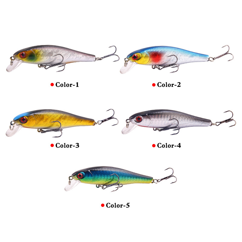 2 Pcs Shallow Diving Minnow Lure 95mm 8g Hard Sinking Minnow Fishing Baits Bass Trout Bowfin Saltwater Sea Fishing Lure