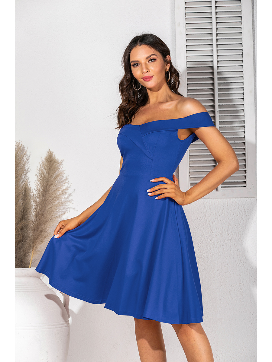  solid color cross-neck strapless dress NSAL2926