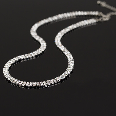 Daily Occasion Alloy Material Simple Style Round Rhinestones Alloy Choker Wholesale