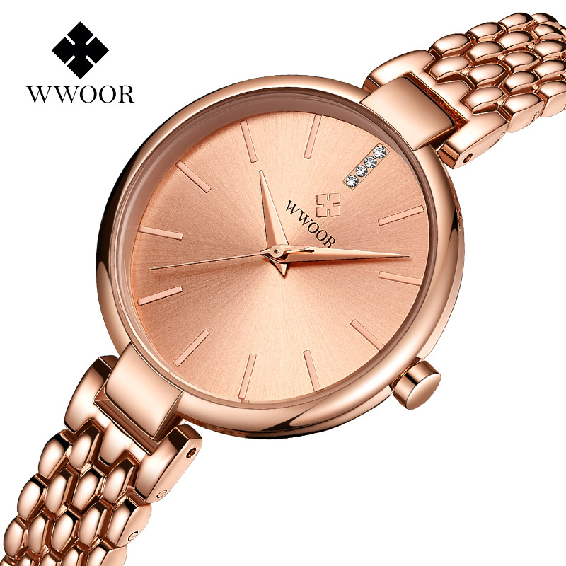 WWOOR sosteniendo amor nuevo reloj de cuarzo casual de mujer calendario impermeable rhinestone estudiante tendencia tazón reloj 8865