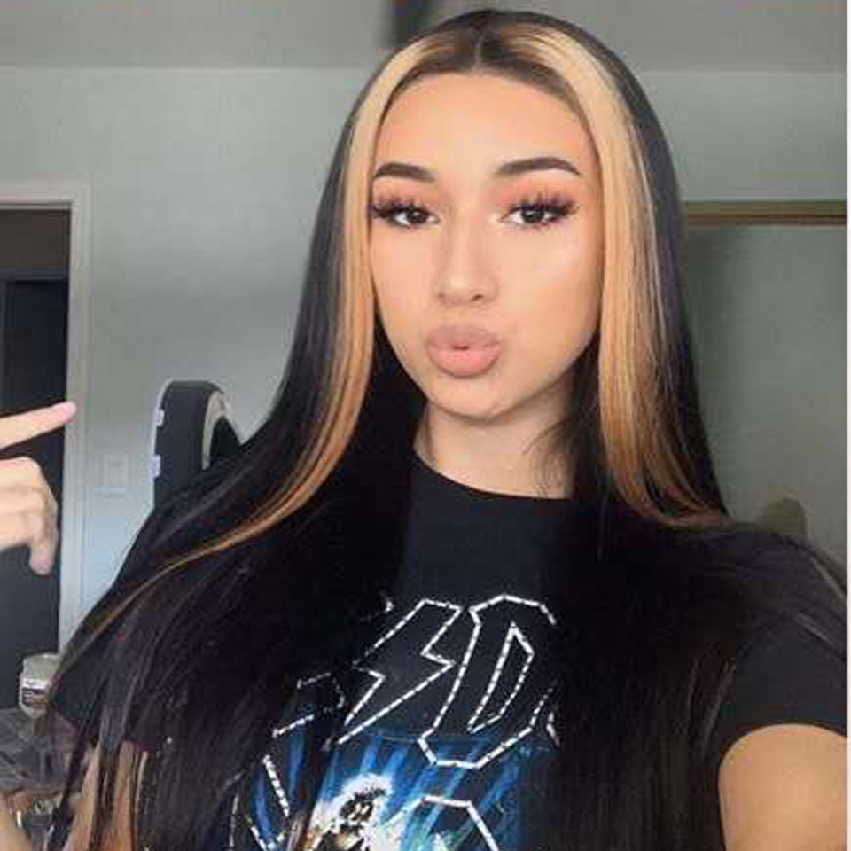 长直发中分漂深浅棕色假发头套型号A106-4F30#