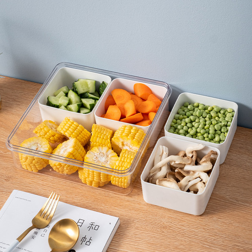 Snack tray, dried fruit box, living room fruit tray, transparent compartmented fruit and vegetable storage box, multifunctional crisper, wish Amazon