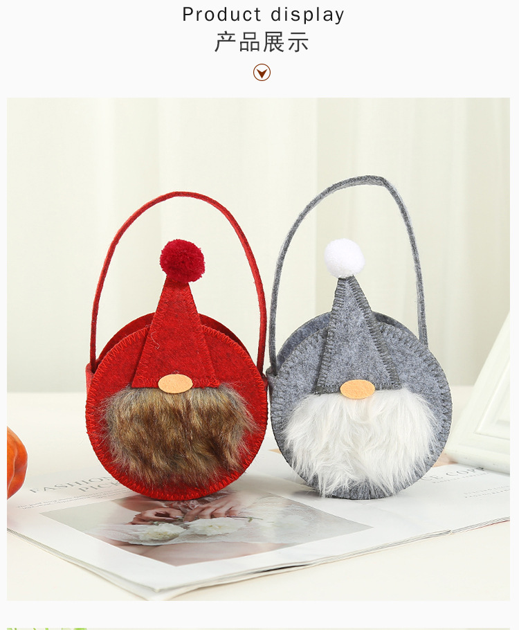 Christmas Non-woven Santa Claus Round Tote Candy Decoration Bag Wholesale Nihaojewelry display picture 5