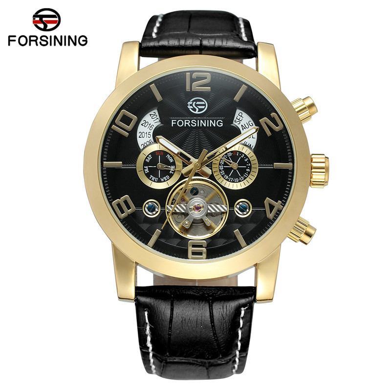 Forsining Fusini hombres de negocios reloj mecánico automático calendario multifuncional cinturón reloj mecánico 165