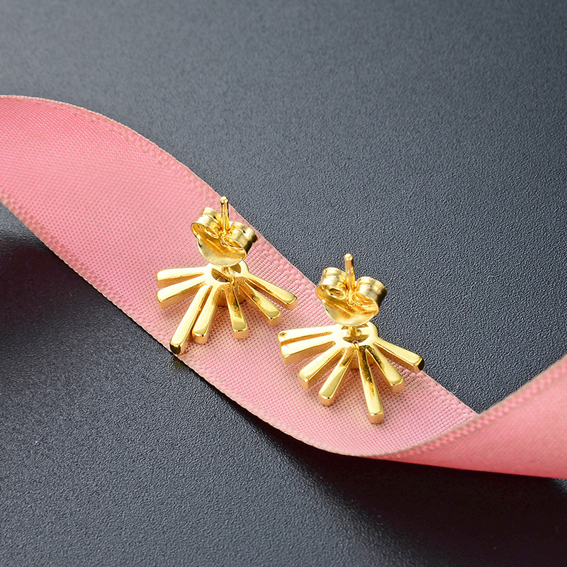 Corea del Sur Dongdaemun Hipster diseño geométrico ZIRCON pendientes femeninos al por mayor Diamante-incrustado oro s925 plata oreja gancho