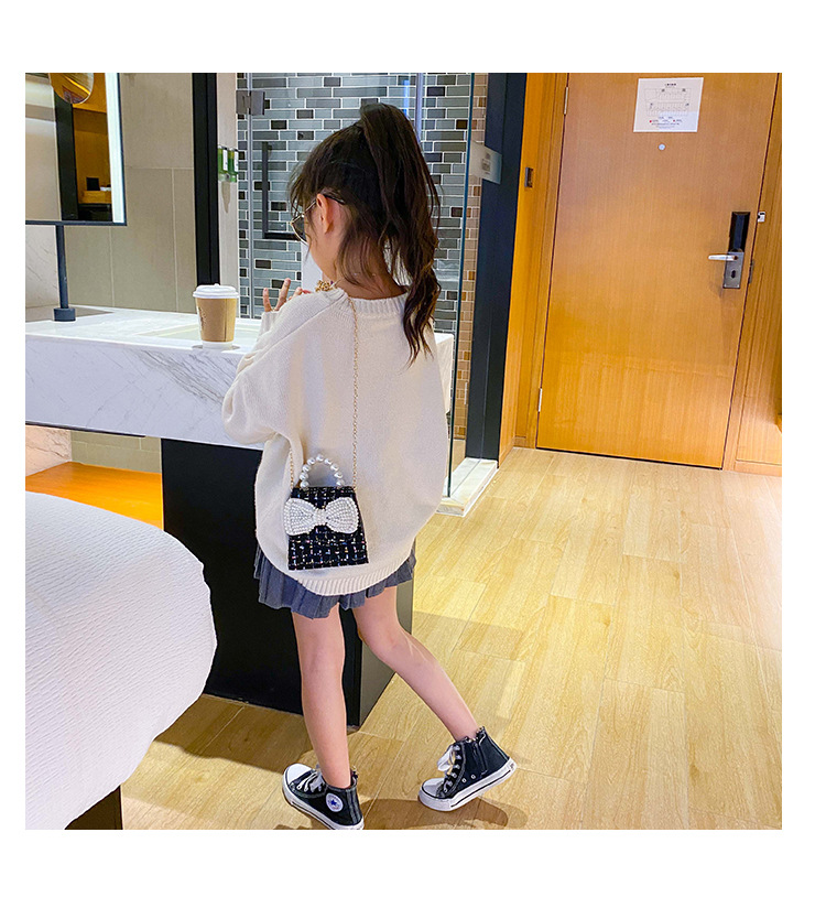 Girl'S Small Cotton And Linen Plaid Bow Knot Elegant Streetwear Beading Square Magnetic Buckle Crossbody Bag display picture 8