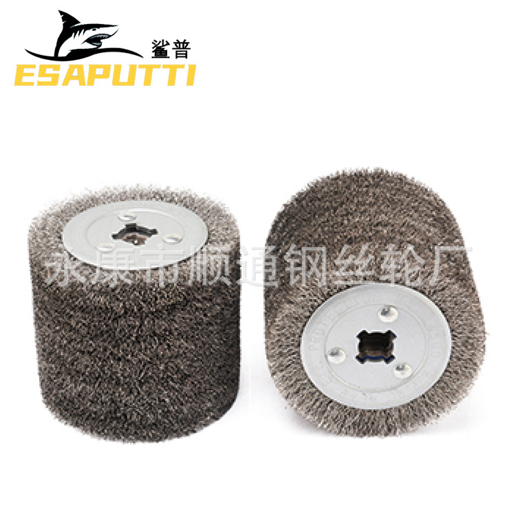 鲨普牌 工厂直销木板拉丝轮拉丝辊杜邦丝抛光刷耐用钢丝轮