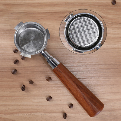 德龙意式咖啡机实木无底手柄 家用51mm冲煮头把手三耳木手柄配件