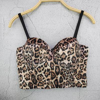 Leopard cashmere vest with suspender and wild elastic steel ring