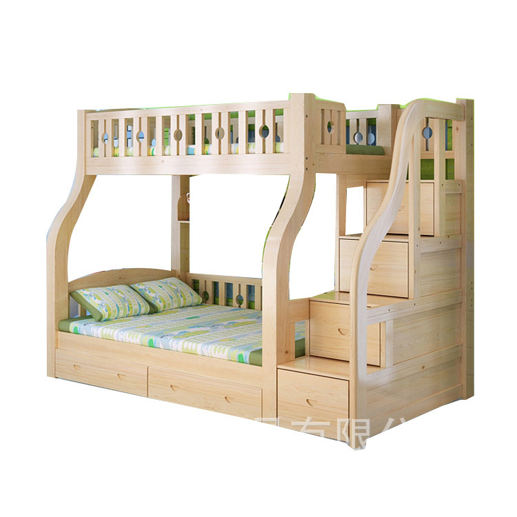 新品厂家直供松木儿童双层床实木成人上下铺床高低床子母床|ms