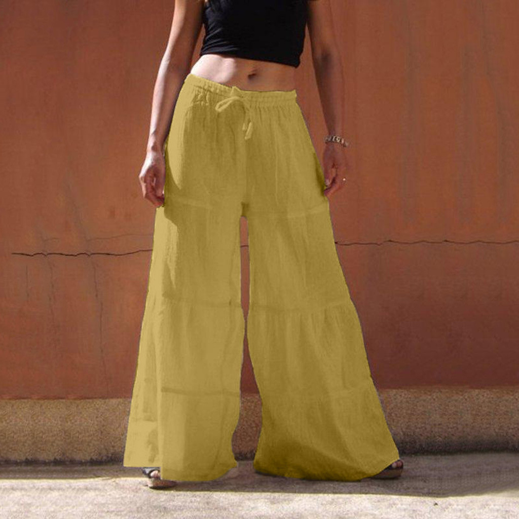 Mujeres A Diario Estilo Simple Color Sólido Longitud Total Lavado Pantalones Casuales Pantalones De Pierna Ancha display picture 9