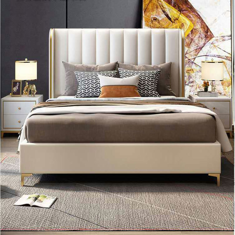 Italian Leather bed 1.5 Northern Europe modern Simplicity Leather Bed 1.8 Rice red ins Wedding Bed Bed