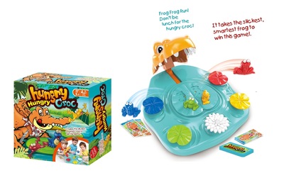 新款鳄鱼食青蛙互动游戏玩具 新奇特儿童亲子玩具桌面GAME智教