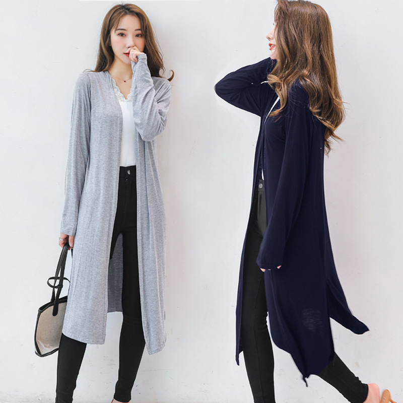Summer modal thin cardigan long sleeve sunscreen women's coat long outer sunscreen shirt size a generation of hair