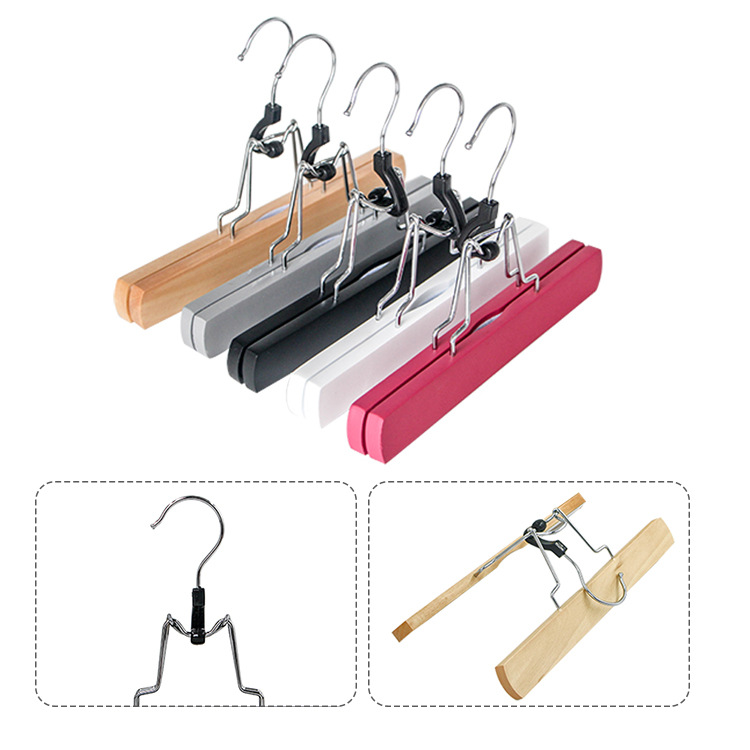 Solid wood hangers trousers clips wooden...