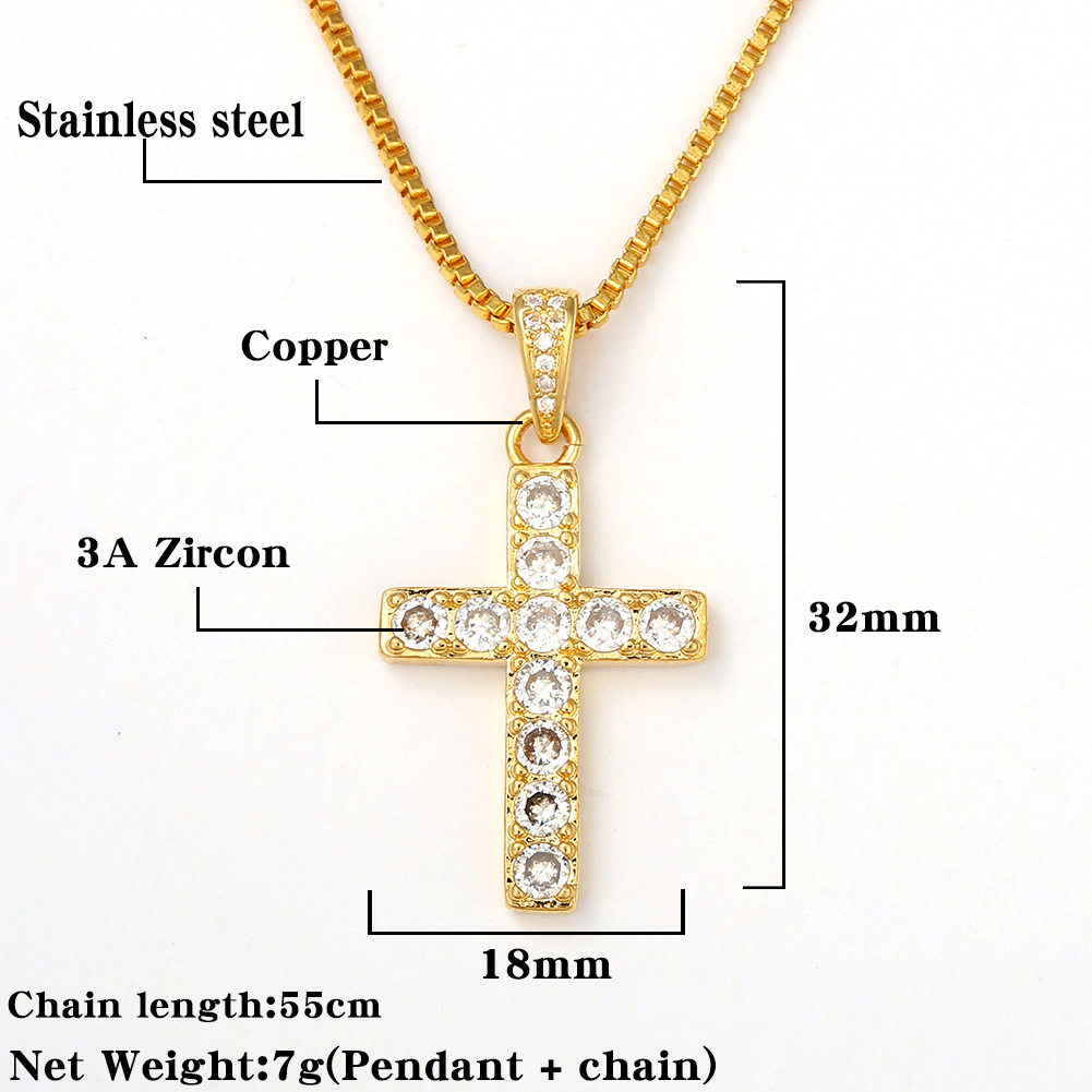 Mode Kreuz Kupfer Eingelegte Zirkon Halskette Großhandel display picture 1