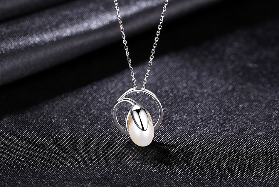 S925 Sterling Silver Freshwater Pearl Pendant Necklace display picture 1