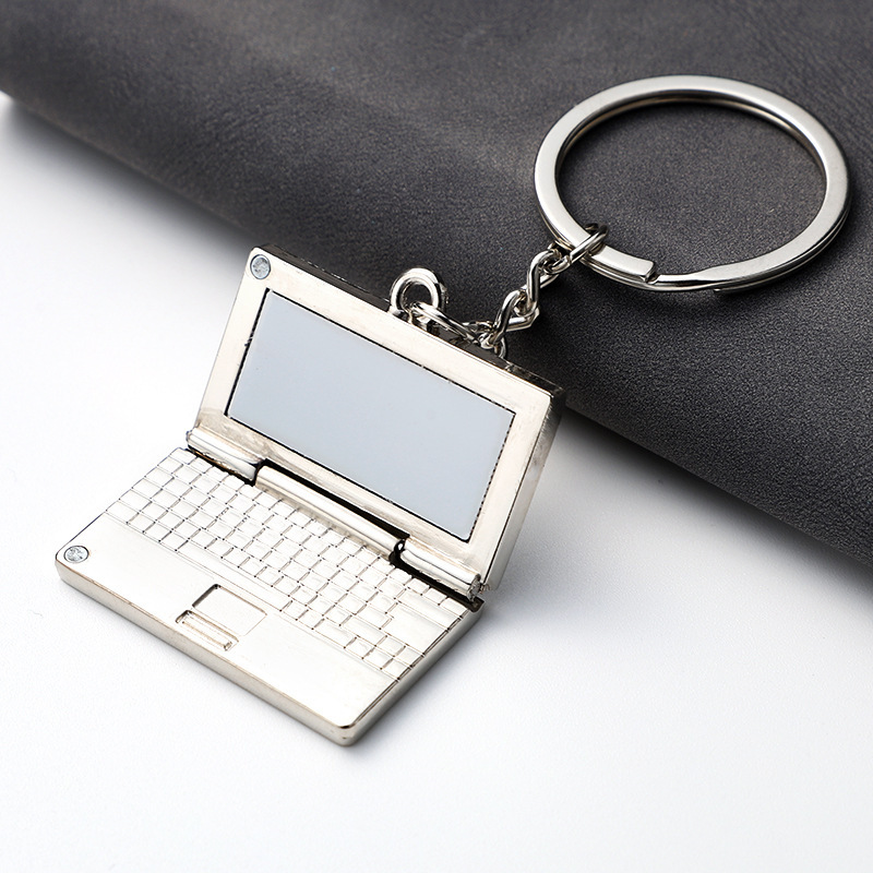 Laptop keychain, simulated laptop logo