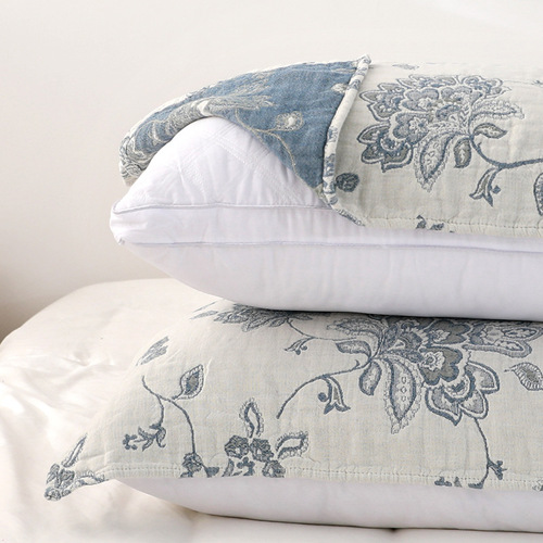 Cotton pillow cover, high-grade gauze simple Nordic style summer single non-slip non-falling pillow cover pair