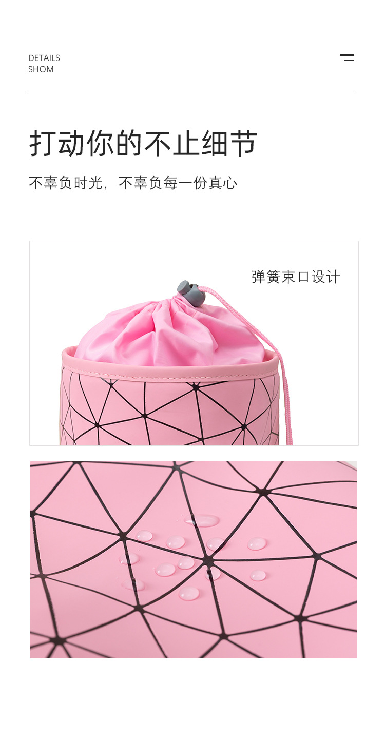 2020年新款菱格系列圆筒化妆包防水便携收纳包PU几何洗漱包可定制详情图7
