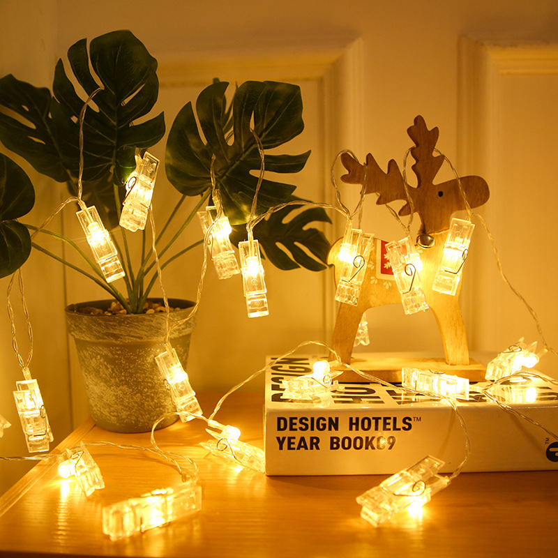 Foto pared dormitorio decoración luces de colores ins chica corazón habitación Internet celebridad Mori diseño foto clip luz cadena