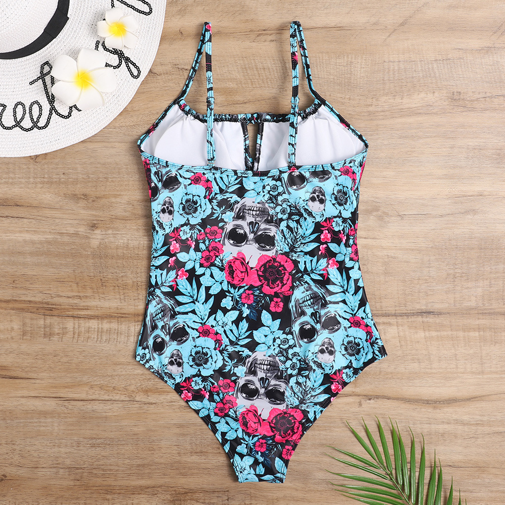 one-piece slim knotted halter strap swimwear NSHL22992