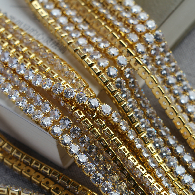 14k包金保色diy饰品手链项链材料包金链圆形切面超闪锆石链条散链