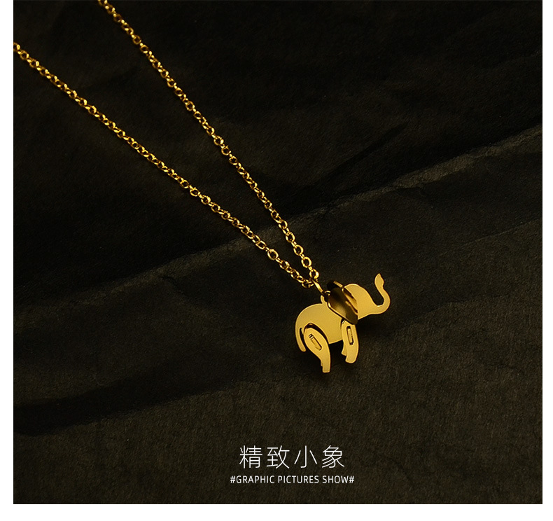Mehrschichtige Spleißelefant Titan Stahl Plattiert 18 Karat Echtgold Frauen Schlüsselbein Halskette display picture 11