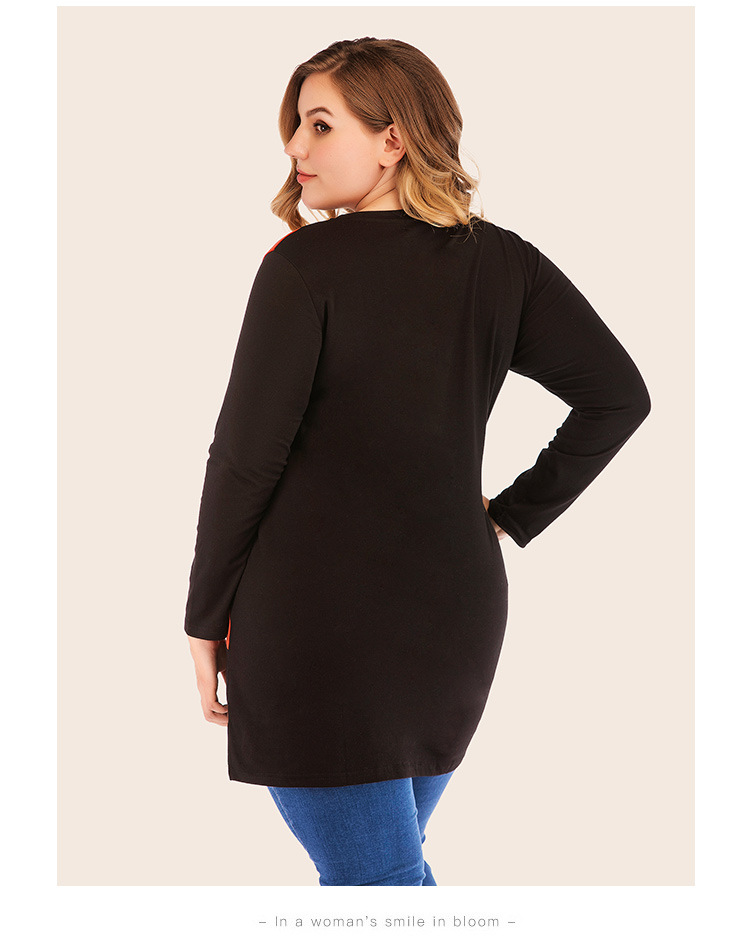 Plus Size Stitching Irregular Long-Sleeved T-Shirt NSJR50655