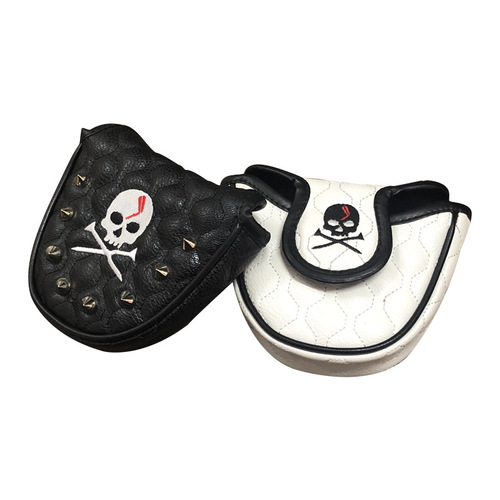 Korean version semi-circle skull golf putter cover PU waterproof magnet closed protective cover hat cover rivet club cover