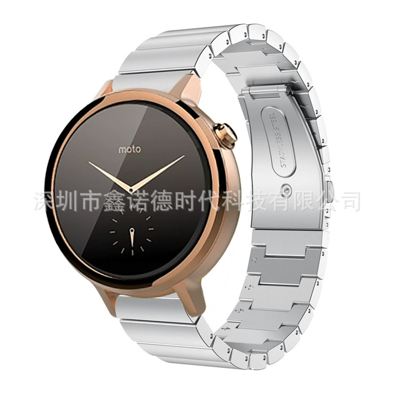 Подходит для первых MOTO 360 второго поколения — один жемчужный бамбуковый фестиваль из нержавеющей стали бабочка пряжка ремешок с одним жемчужным стальным поясом