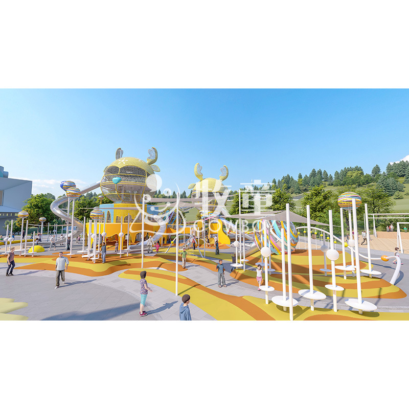 Instalaciones de tobogán de combinación de acero inoxidable para niños grandes al aire libre del Parque del paisaje del parque sin motor