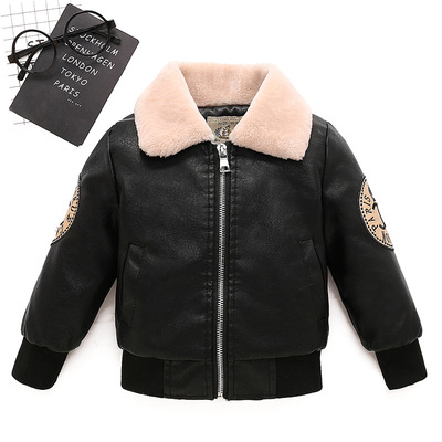 Children's clothing children leather clothing 2020 Autumn and winter new pattern Korean Edition Children Plush Boy coat Western style baby Jacket