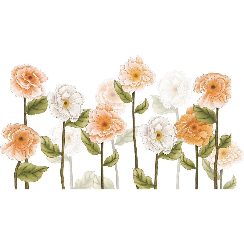 Pastoral Style Yellow And White Flowers Skirting Wall Stickers display picture 7