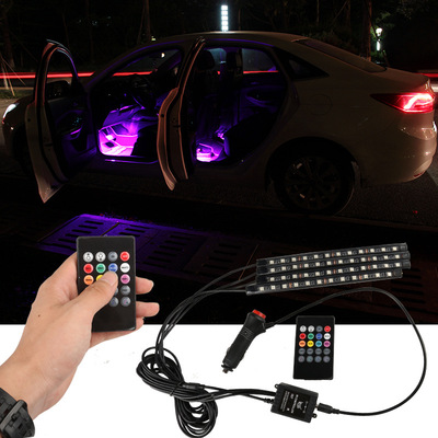 automobile Atmosphere lamp Foot Atmosphere lamp LED Colorful remote control Voice control RGB music Rhythm Decorative lamp The cigarette lighter