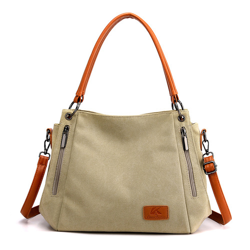 Canvas women's bag large capacity women's shoulder bag European and American simple versatile handbag crossbody casual bag