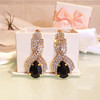 Glossy crystal, universal earrings, European style, micro incrustation