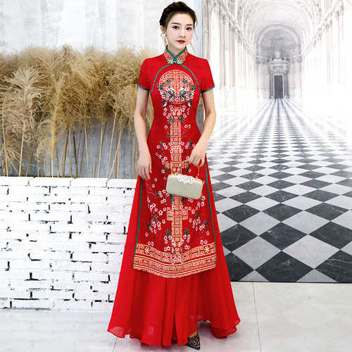 Chinese Dress Qipao National retro cheongsam long size dress for women