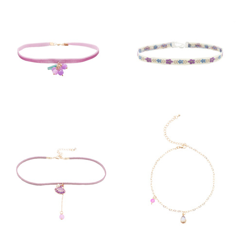 Spring and summer accessories Japanese and Korean accessories super fairy temperament purple pendant collar Choker neck chain clavicle chain necklace for women