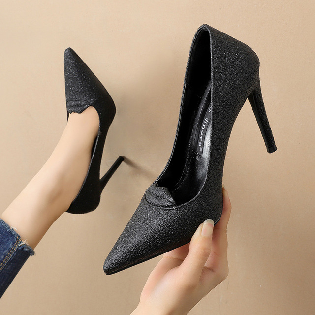 Sexy pointed shallow high heeled shoes fine heel frosted women’s single shoes women’s shoes