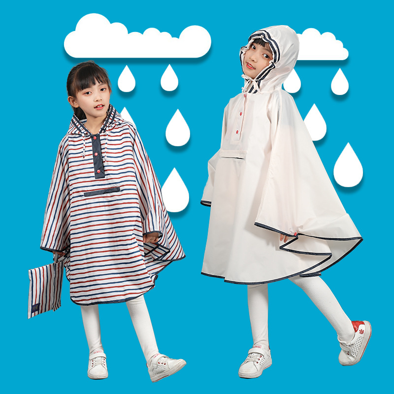 Children's Raincoat Girls' Cloak New Big Children's Solid Color Raincoat Children's Cute Raincoat Light Waterproof Baby Boy